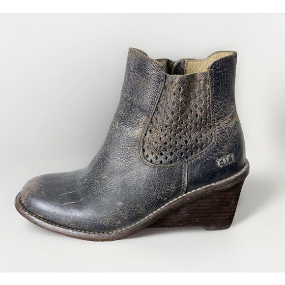 BED STU COUNTESS Wedge Ankle Boots Women’s 8 Leather Distressed Boho Festival - Picture 1 of 9